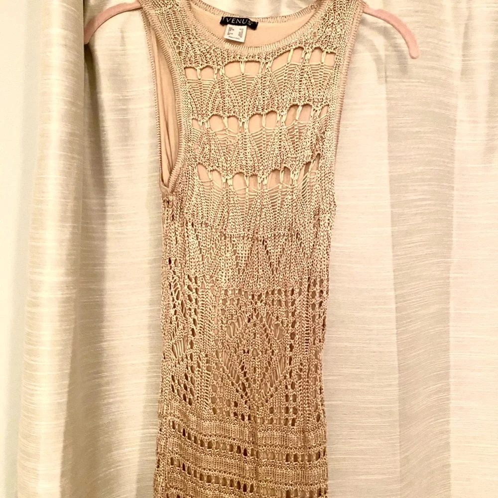 Gold Metallic Crochet Maxi Dress (New w/o tags) - Picture 3 of 7